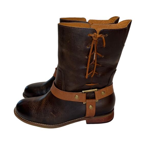 Latigo Women's Thistle Leather Boots Lace Up Harness Buckle Brown Size 7M - Picture 6 of 16